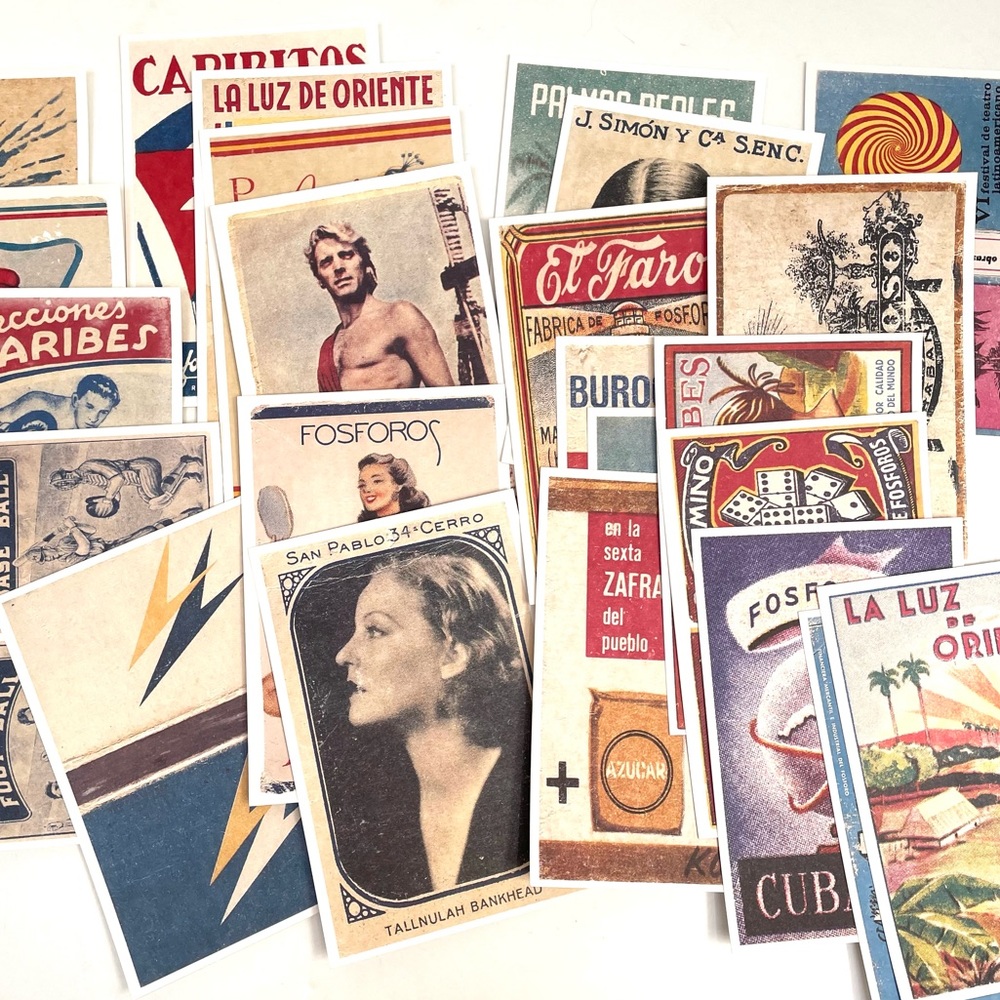 Cuban Vintage Redstone Matchbox #5 Label Art Postcards - Box Of 24
